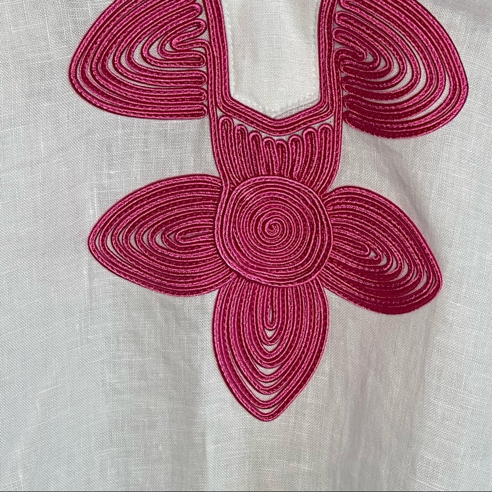 Boden Bella Embroidered Linen Dress Size US 4 Regular in White/Pink - Picture 6 of 9